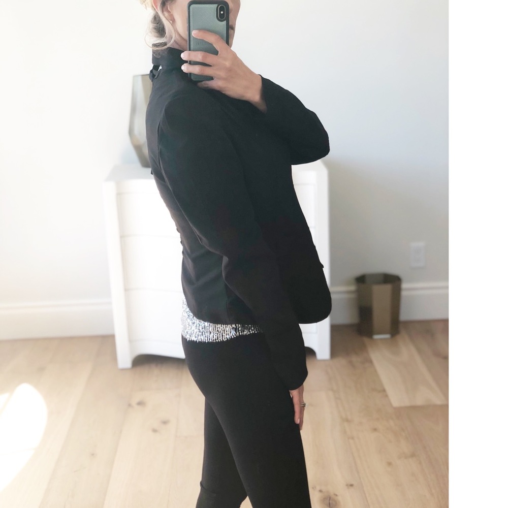 🟡ATHENS Criss Cross Lace Up Back Black Blazer - Picture 6 of 7
